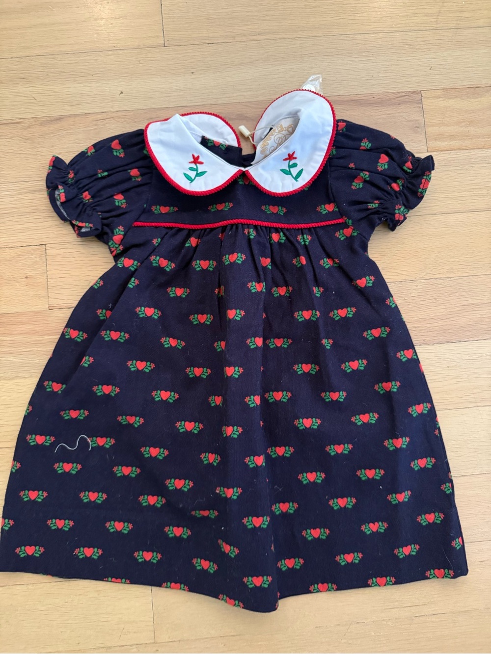 Beaufort Bonnet Floral Heart Collar Dress with Red Hearts